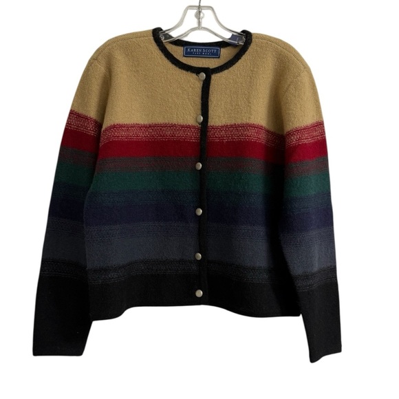 Vintage Y2K  Karen Scott Wool Cardigan Size M - Picture 1 of 3